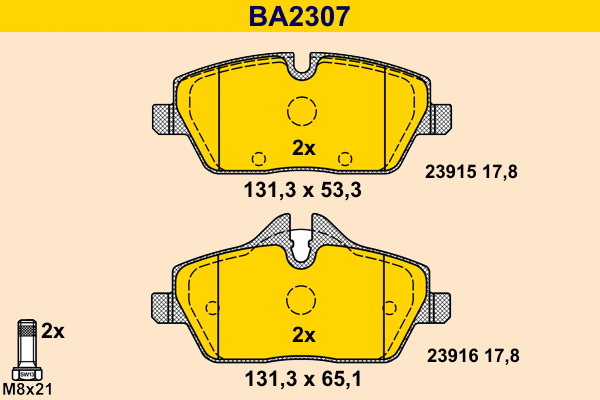 Brake Pad Set, disc brake (BA2307)