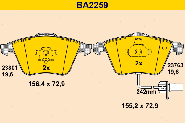 Brake Pad Set, disc brake (BA2259)