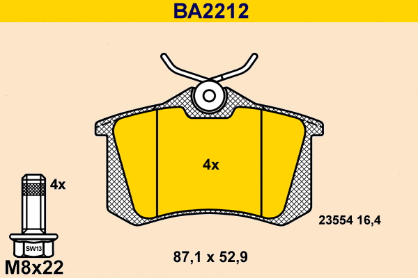 Brake Pad Set, disc brake (BA2212)