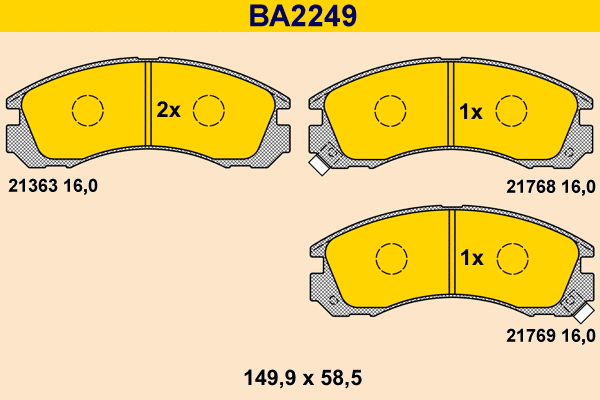 Brake Pad Set, disc brake (BA2249)