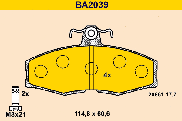 Brake Pad Set, disc brake (BA2039)