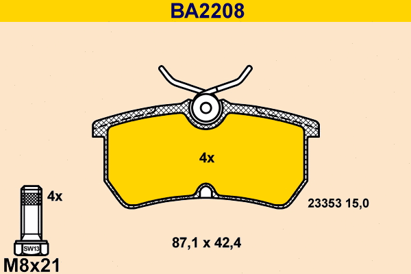 Brake Pad Set, disc brake (BA2208)