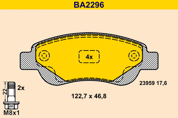Brake Pad Set, disc brake (BA2296)
