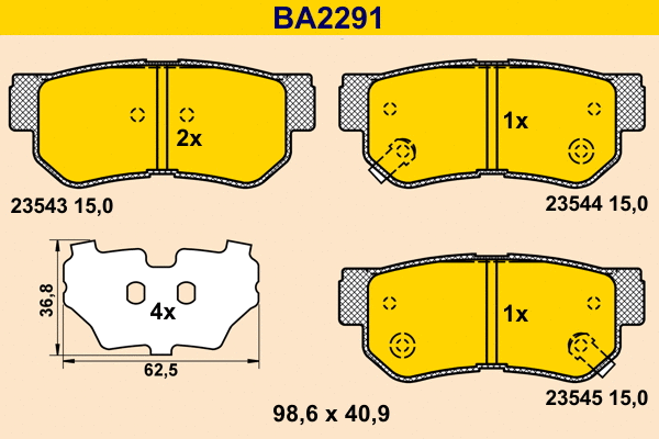 Brake Pad Set, disc brake (BA2291)