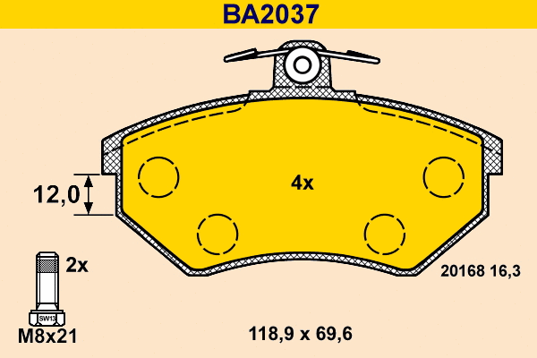 Brake Pad Set, disc brake (BA2037)