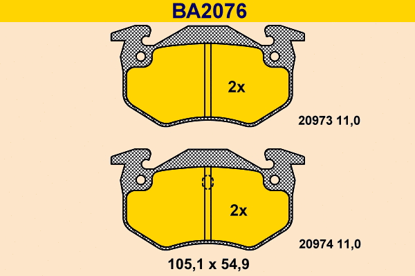 Brake Pad Set, disc brake (BA2076)