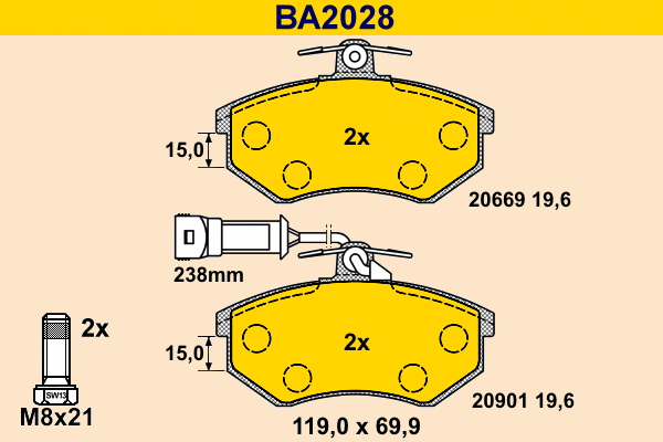 Brake Pad Set, disc brake (BA2028)