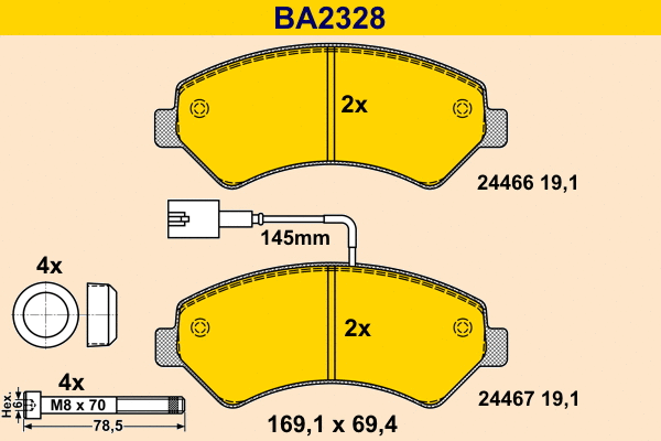 Brake Pad Set, disc brake (BA2328)