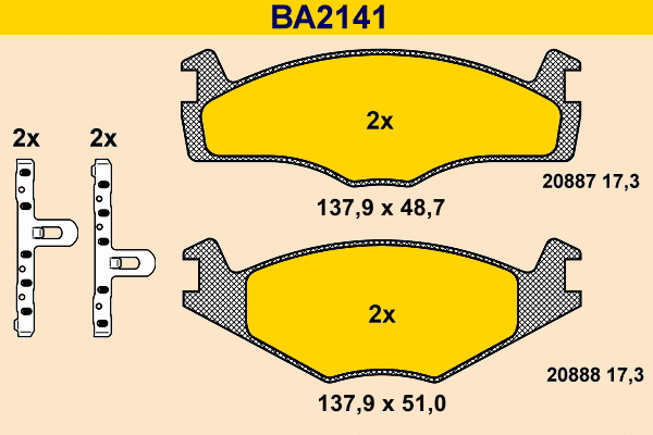 Brake Pad Set, disc brake (BA2141)