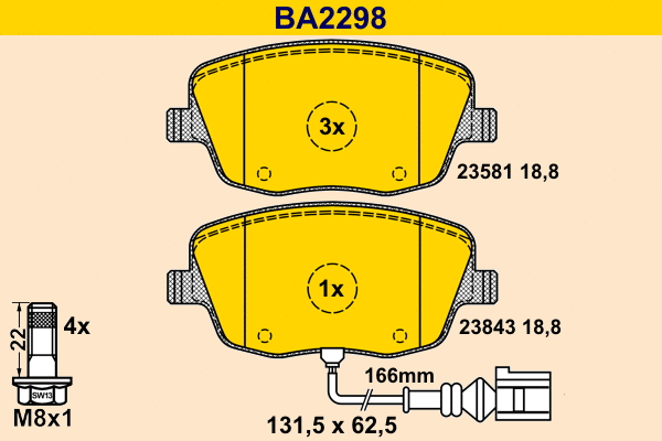 Brake Pad Set, disc brake (BA2298)