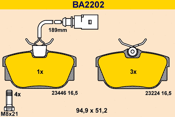 Brake Pad Set, disc brake (BA2202)