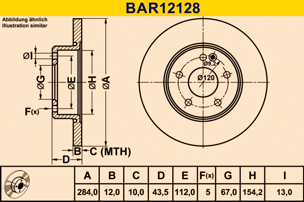 Brake Disc (BAR12128)