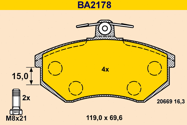 Brake Pad Set, disc brake (BA2178)