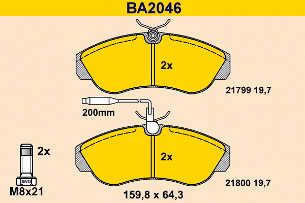 Brake Pad Set, disc brake (BA2046)
