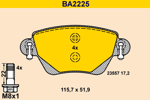 Brake Pad Set, disc brake (BA2225)