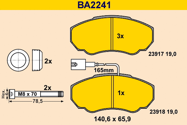 Brake Pad Set, disc brake (BA2241)