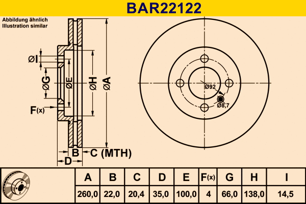 Brake Disc (BAR22122)