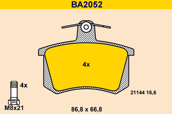 Brake Pad Set, disc brake (BA2052)