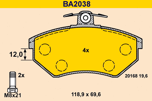 Brake Pad Set, disc brake (BA2038)