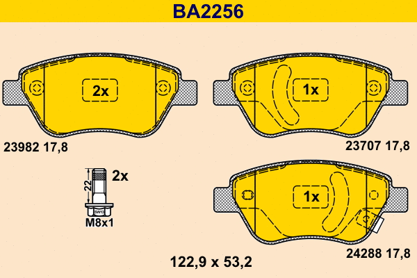 Brake Pad Set, disc brake (BA2256)