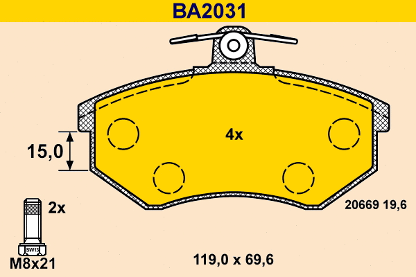 Brake Pad Set, disc brake (BA2031)
