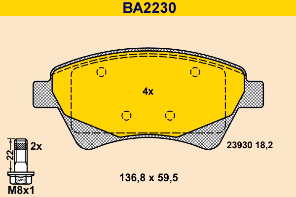 Brake Pad Set, disc brake (BA2230)