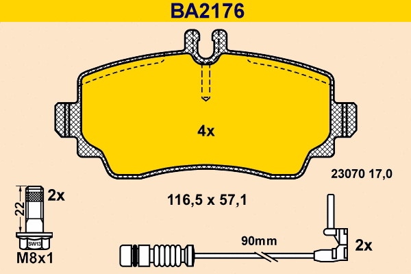 Brake Pad Set, disc brake (BA2176)