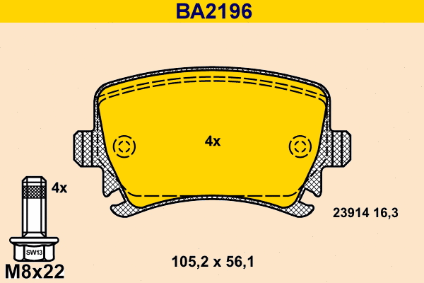 Brake Pad Set, disc brake (BA2196)