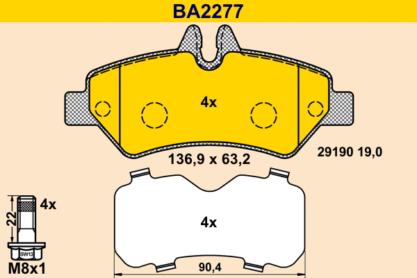Brake Pad Set, disc brake (BA2277)
