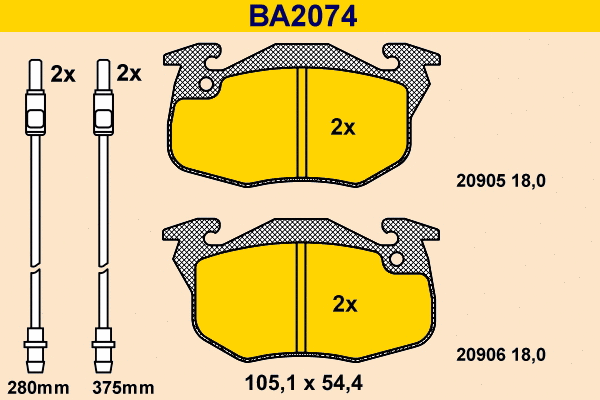 Brake Pad Set, disc brake (BA2074)