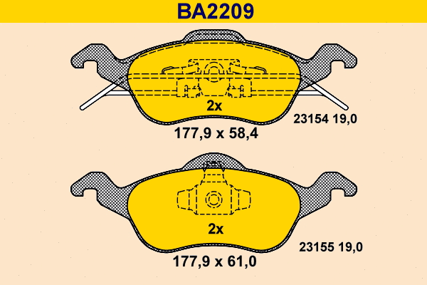 Brake Pad Set, disc brake (BA2209)