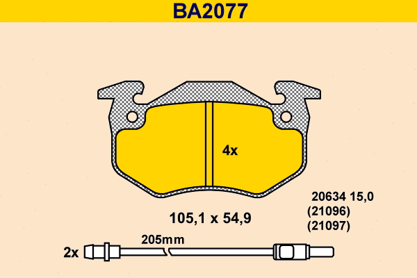 Brake Pad Set, disc brake (BA2077)