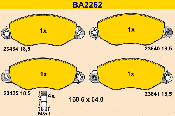Brake Pad Set, disc brake (BA2262)