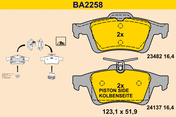 Brake Pad Set, disc brake (BA2258)