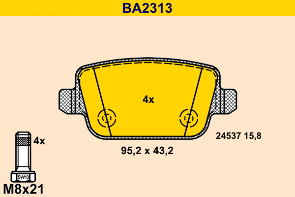 Brake Pad Set, disc brake (BA2313)
