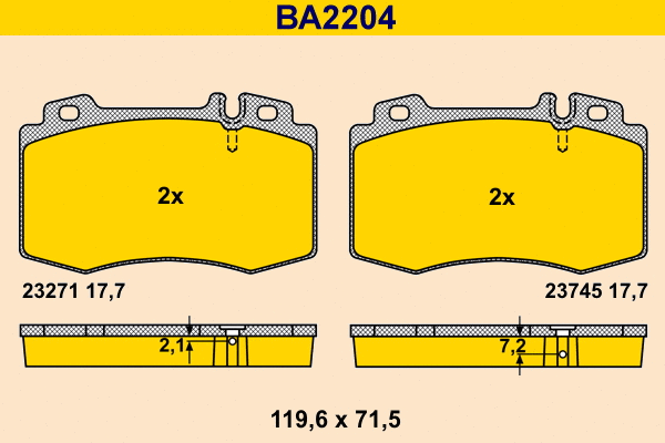 Brake Pad Set, disc brake (BA2204)