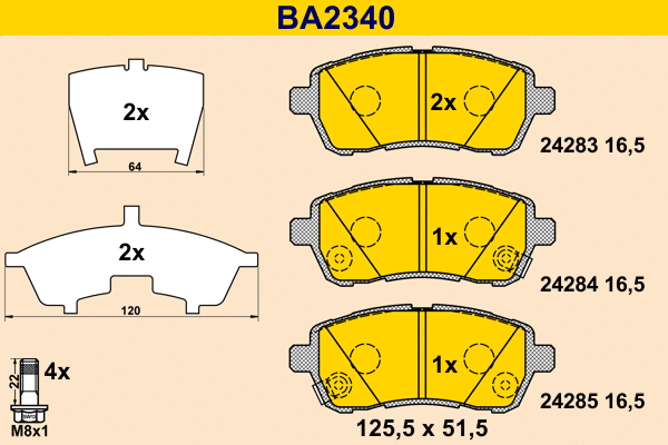 Brake Pad Set, disc brake (BA2340)