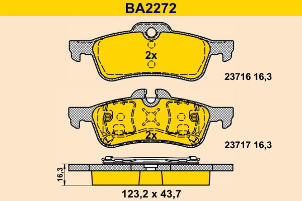 Brake Pad Set, disc brake (BA2272)