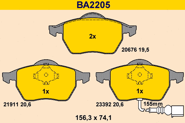 Brake Pad Set, disc brake (BA2205)