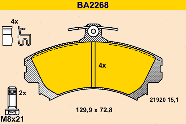 Brake Pad Set, disc brake (BA2268)