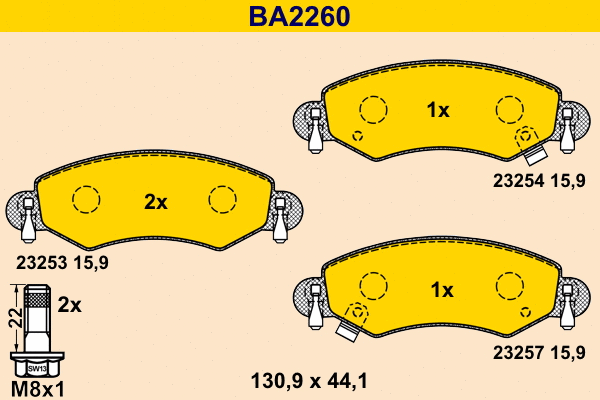 Brake Pad Set, disc brake (BA2260)