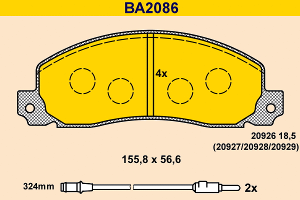 Brake Pad Set, disc brake (BA2086)