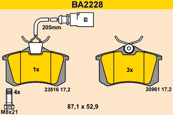 Brake Pad Set, disc brake (BA2228)