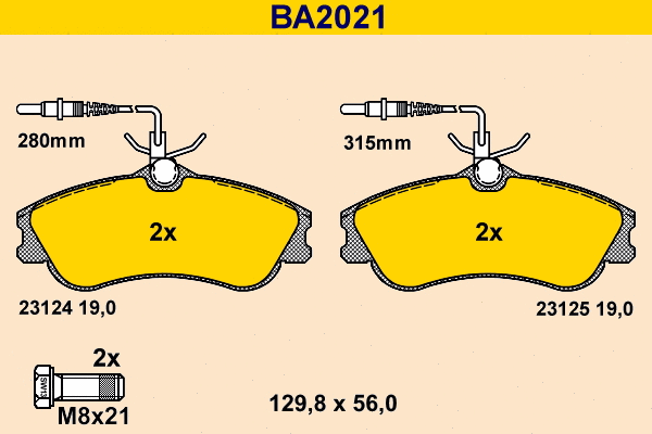 Brake Pad Set, disc brake (BA2021)
