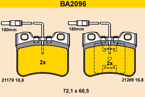 Brake Pad Set, disc brake (BA2096)