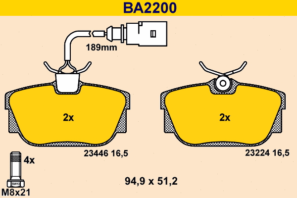 Brake Pad Set, disc brake (BA2200)