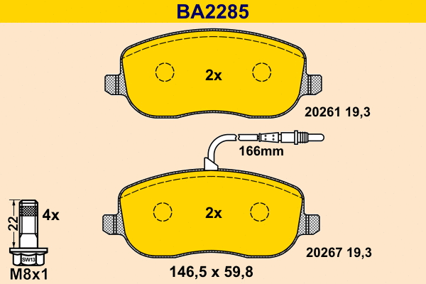 Brake Pad Set, disc brake (BA2285)