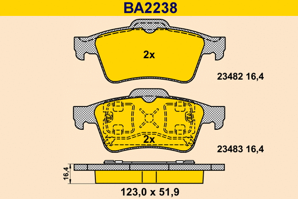 Brake Pad Set, disc brake (BA2238)