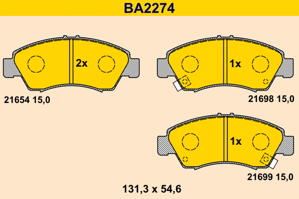 Brake Pad Set, disc brake (BA2274)