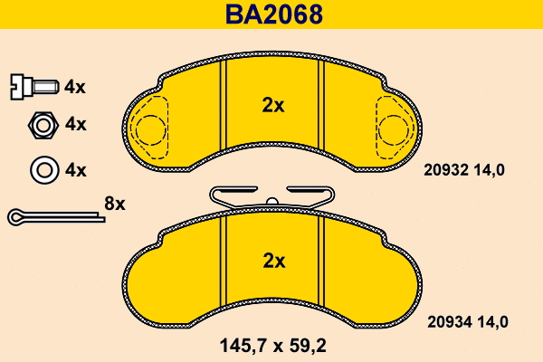 Brake Pad Set, disc brake (BA2068)